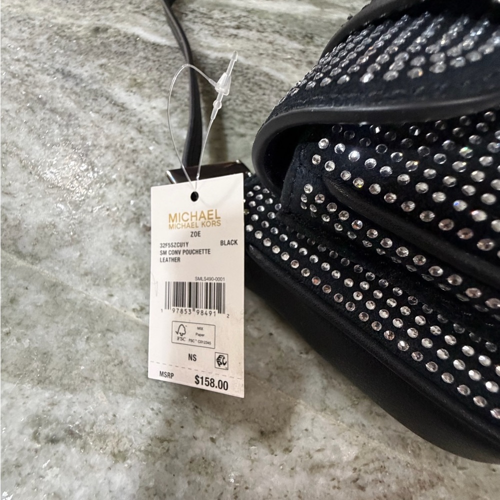 Michael Kors Zoe Small Rhinestoned Cargo Utility Shoulder Bag - Picture 5 of 6